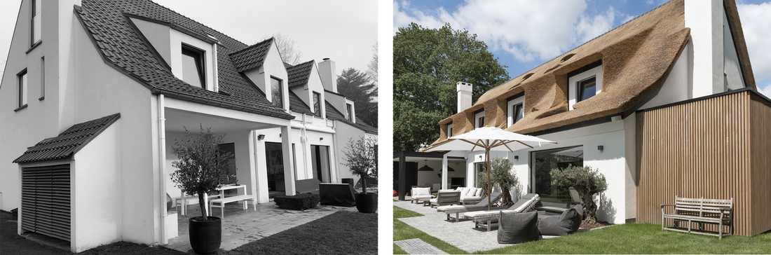 Photo avant-après de la restructuration complète d'une villa par un architecte d'intérieur à Annecy