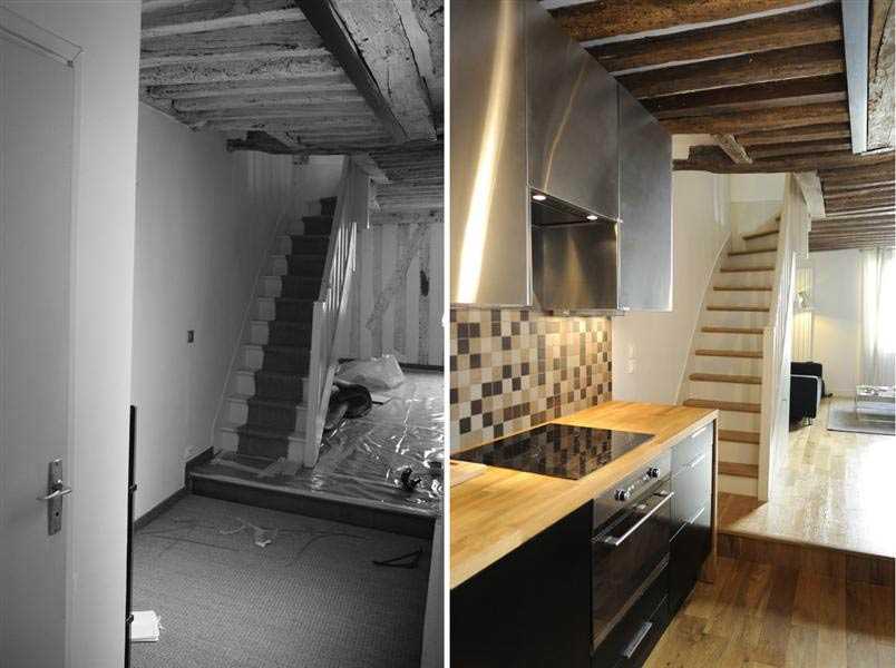 Aménagement d'une cuisine ouverte dans un duplex en Haute-Savoie