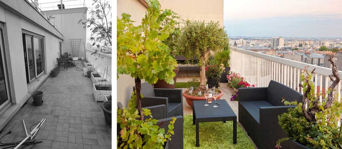 Aménagement d'une terrasse par un jardinier paysagiste à Annecy